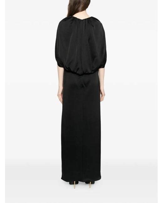 Amsale Black Column Cape Maxi Dress
