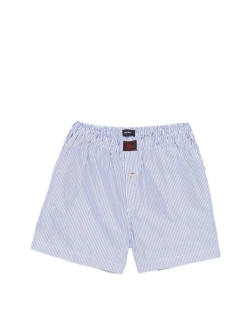 Willy Chavarria Blue Striped-Pattern Shorts for men