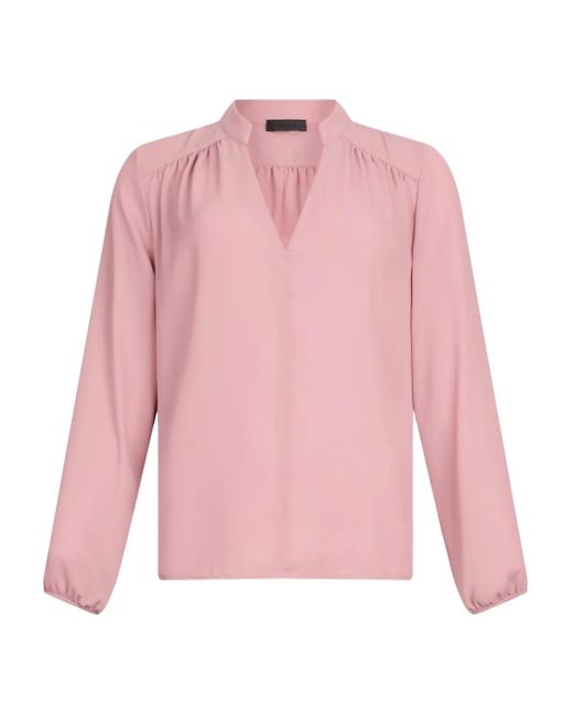 Liu Jo Pink Mandarin-Collar V-Neck Blouse