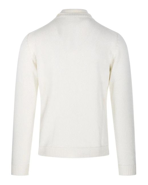 Roberto Collina White Turtleneck Wool Sweater for men