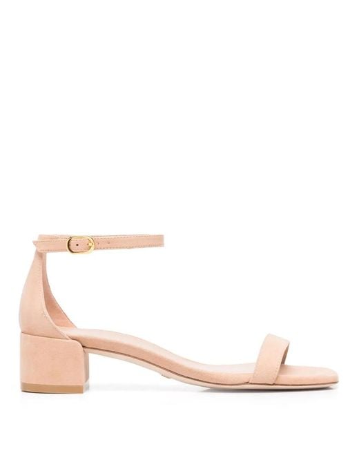 Stuart Weitzman Pink Patent-Finish Leather Sandals
