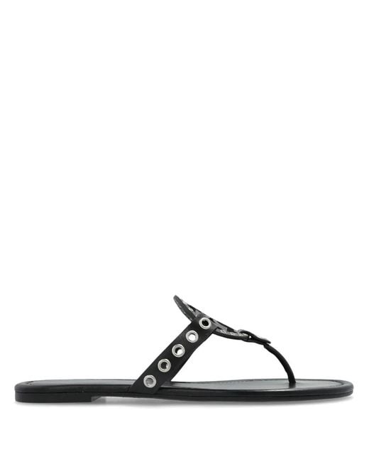 Tory Burch Black Eyelet-Embellished Sandals