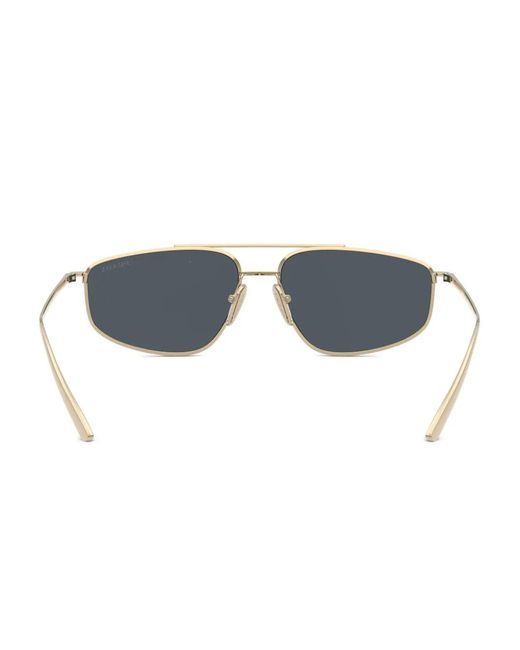 Prada Metallic Engraved Geometric-Frame Sunglasses