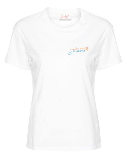 Mc2 Saint Barth White Emilie Slogan-embroidered T-shirt