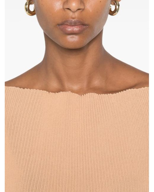 Alberta Ferretti White Ribbed Top