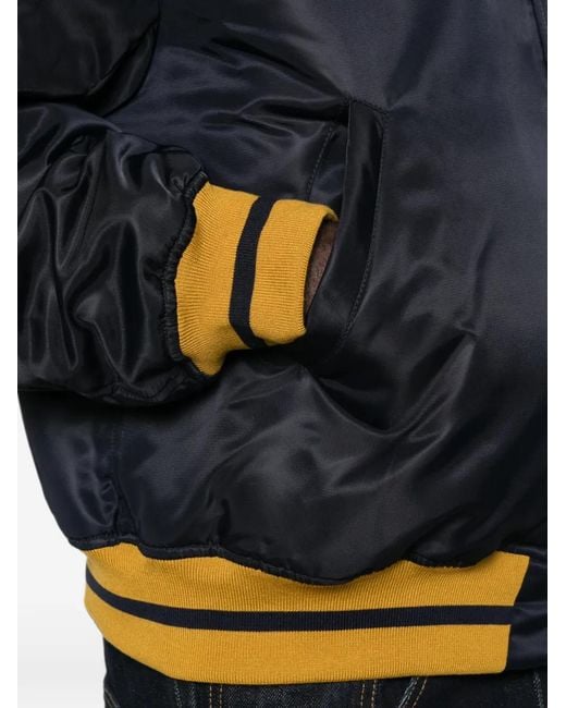 Rhude Blue Logo-Patch Striped-Trim Jacket for men