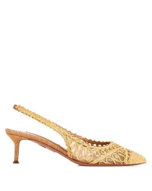 Aquazzura Natural Gewebte Khalo Slingback-Pumps 50mm