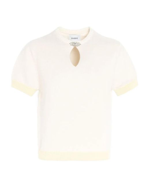 Barrie White Rhinestone-Embellished Keyhole Top