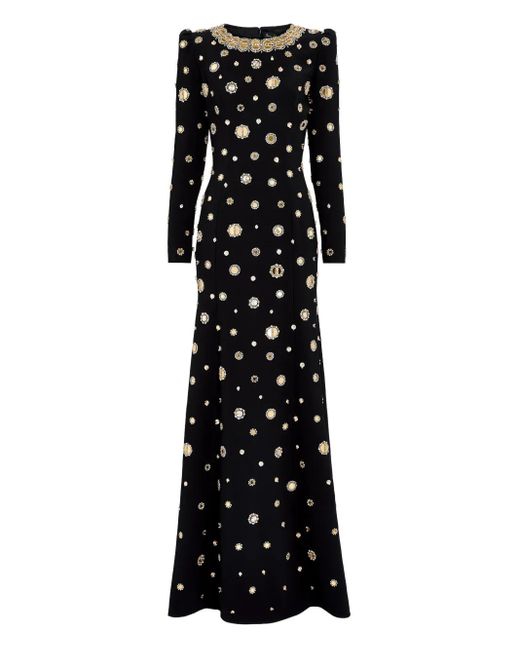 Jenny Packham Black Verziertes Maxikleid Mit Puffärmeln