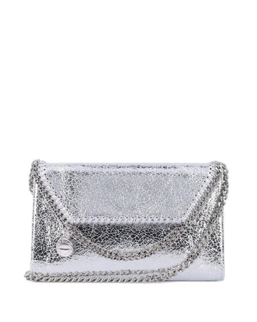 Stella McCartney Gray Falabella Crackle-Effect Crossbody Bag
