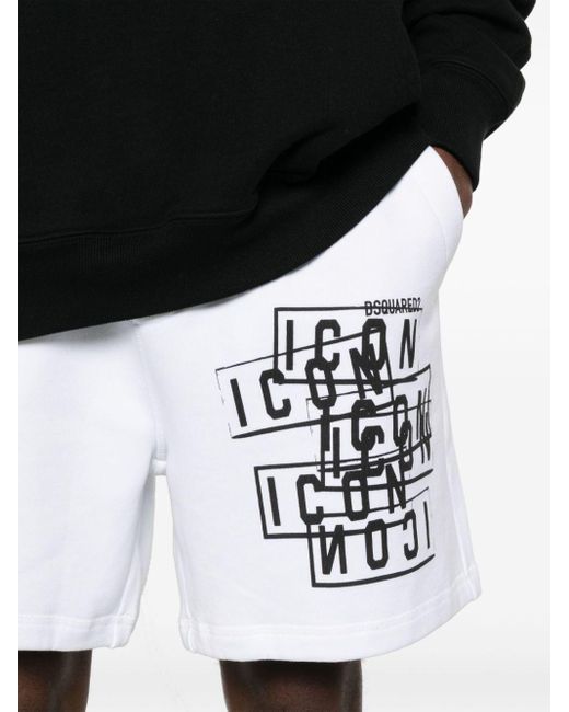 Pantalones cortos de chándal Icon Stamps DSquared² de hombre de color White