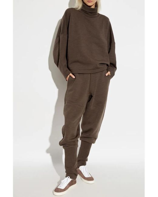 Lemaire Brown Ribbed-Trim Trousers