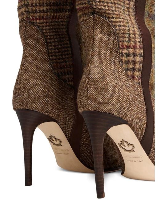 DSquared² Brown Classic Check Heeled Boots