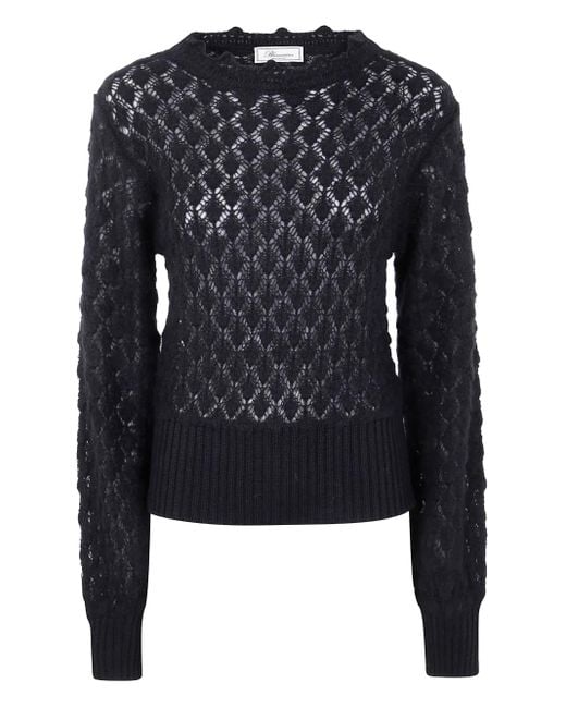 Blumarine Black Open-Knit Sweater