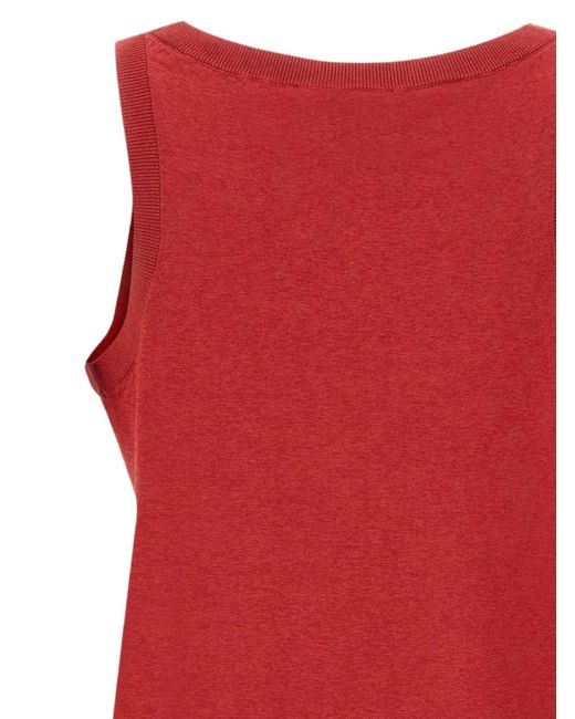 Kaos Red Ribbed-Trim Knitted Top