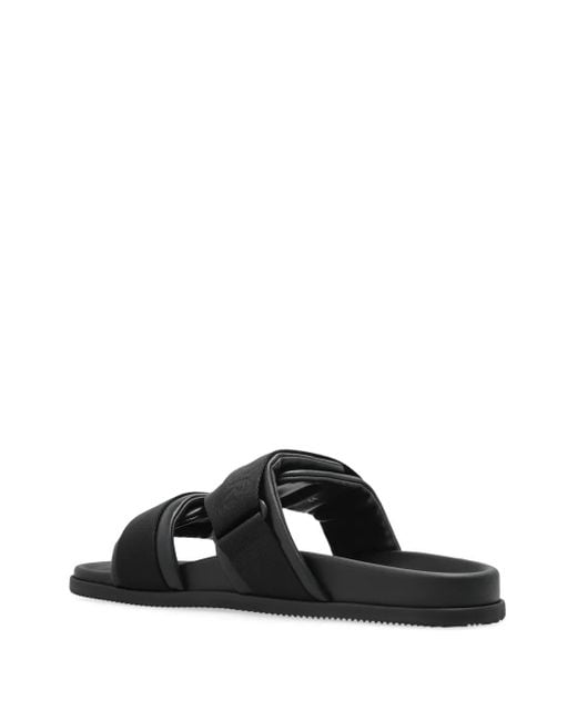 Moncler Black Leather Slides for men
