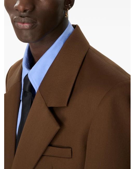 MARINE SERRE Brown Blazer En Laine À Coupe Ample
