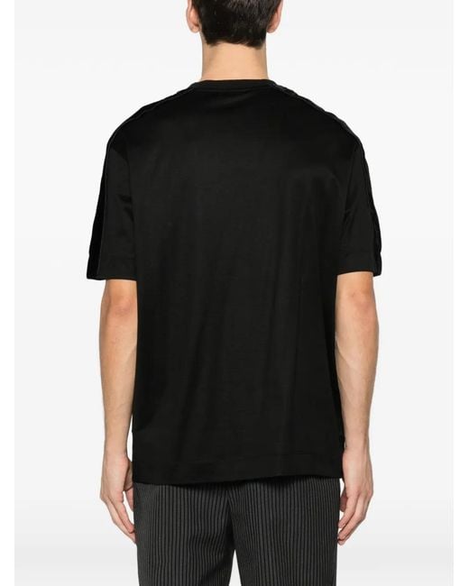 Emporio Armani Black Velvet-Panel T-Shirt for men