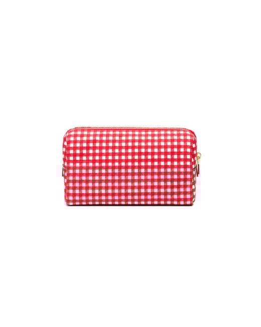 Prada Red Gingham Cotton Makeup Pouch | Lyst