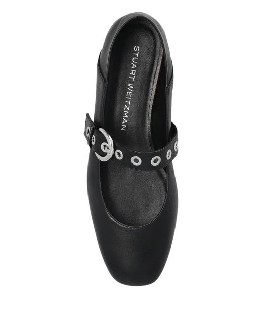Stuart Weitzman Black Leather Ballet Flats