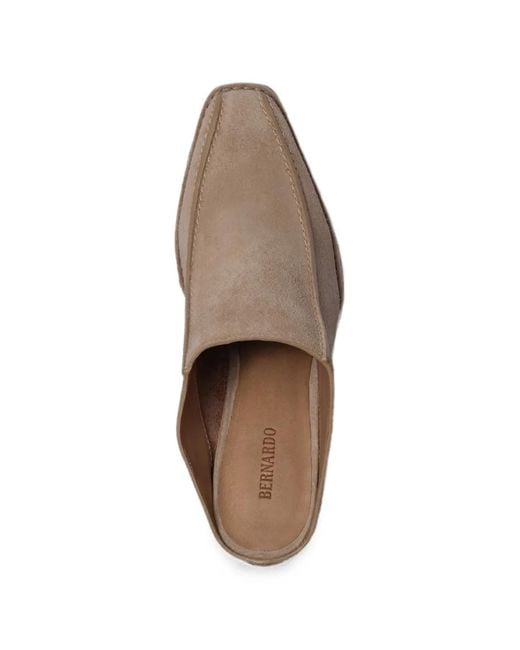 Bernardo Brown Brynn Suede Square-Toe Mules