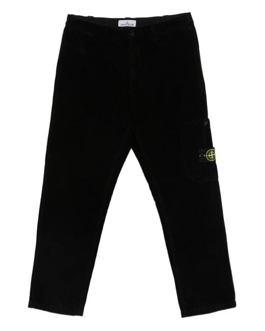 Stone Island Black Corduroy Trousers for men