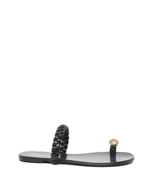 Lola Cruz White Braided Thong Sandals
