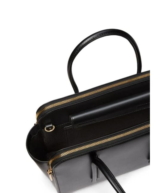 Calvin Klein Black Logo-Print Leather Shoulder Bag