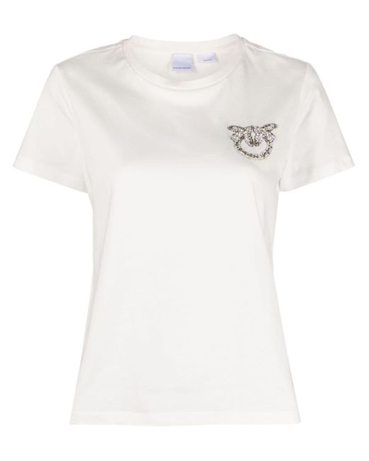 Camiseta con aplique del logo Pinko de color White