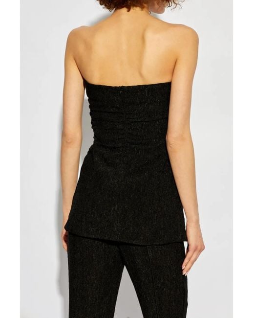Ganni Black Knot-Detailing Strapless Top