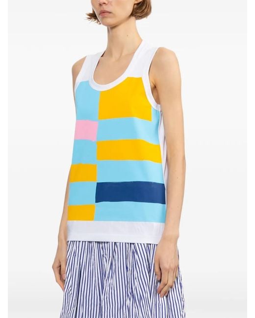 Comme des Garçons White Patchwork-Pattern Top