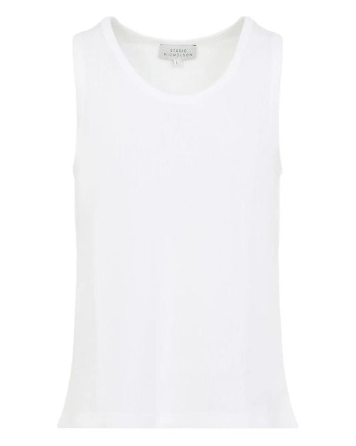 Studio Nicholson Ribgebreide Tanktop in het White voor heren