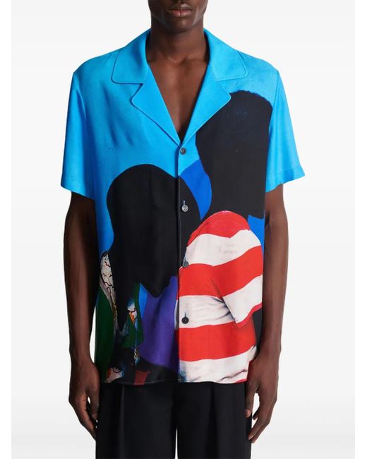 Balmain Blue Short Sleeve Shirts for men