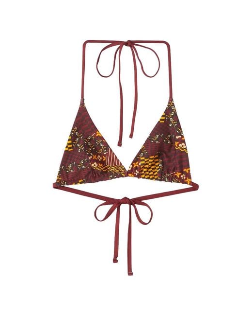 Kith Red Talia Ii Tie Floral Geo Bikini Top
