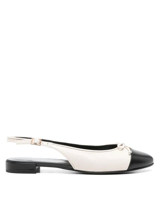 Tory Burch White Cap-Toe Slingback Ballet Flats