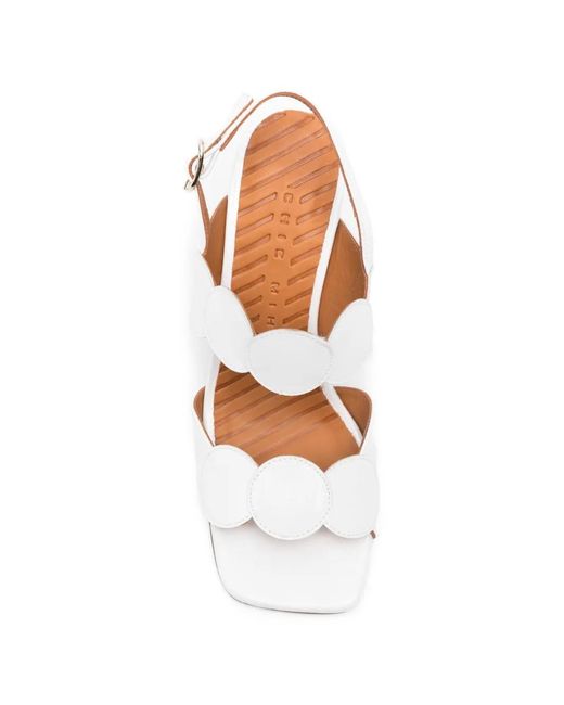 Chie Mihara White Scalloped Lurana Sandals