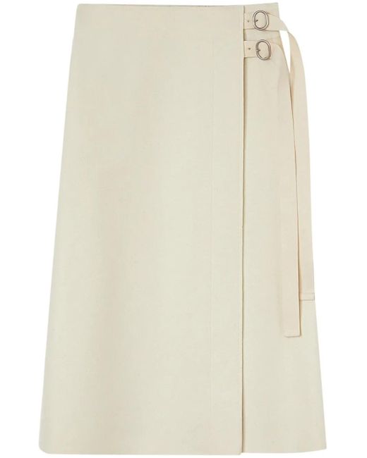 Jil Sander Natural Wrap-Design Wool Midi Skirt