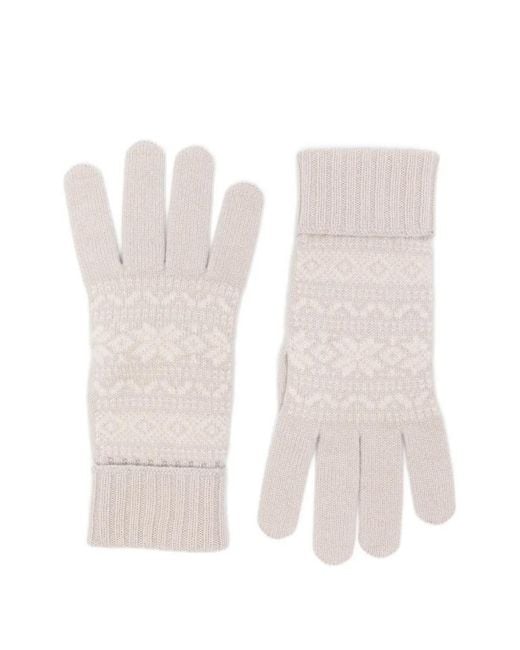 Eleventy White Fair Isle-Knit Ribbed-Cuff Gloves for men