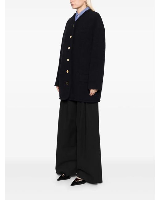 Tibi Black Collarless Cardigan