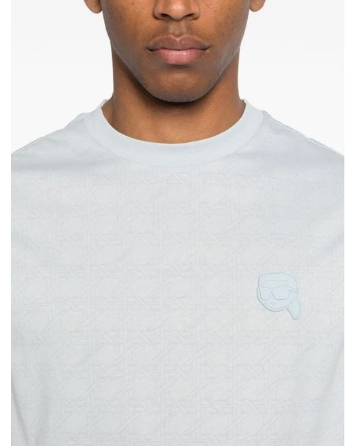 Karl Lagerfeld White Logo-Patterned T-Shirt for men