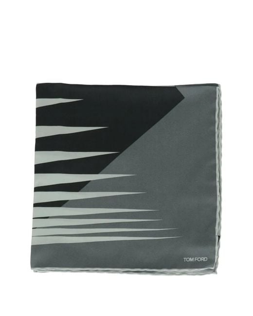Tom Ford Black Geometric-Print Logo Pocket Square for men