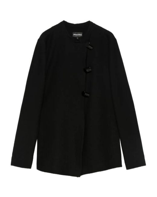 Emporio Armani Black Schwarze Asymmetrische Jacke Lange Ärmel