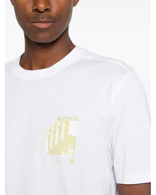 Boss White T-Shirt À Imprimé Graphique for men