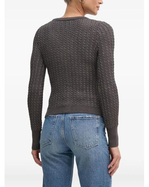 Guess Gray Cable-Knit V-Neck Cardigan
