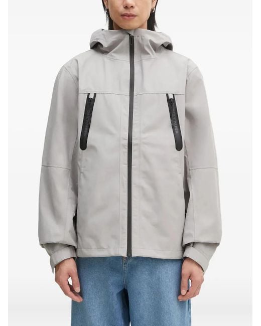 Daily Paper Gray Kunle Hooded Zip-Front Jacket for men