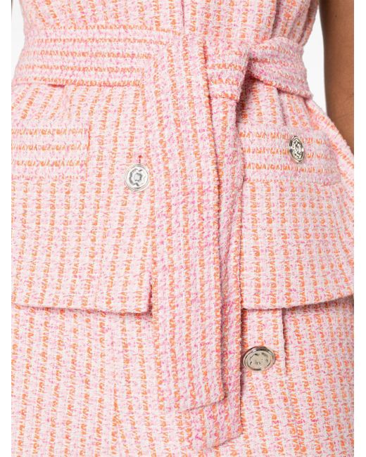 Maje Belted Tweed Waistcoat in Pink | Lyst