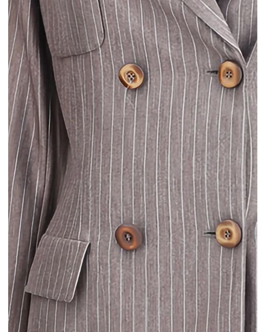 Blazer Doppiopetto Gessato di Giorgio Armani in Gray