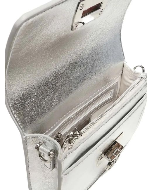 V73 White Metallic Effect Chain Shoulder Bag