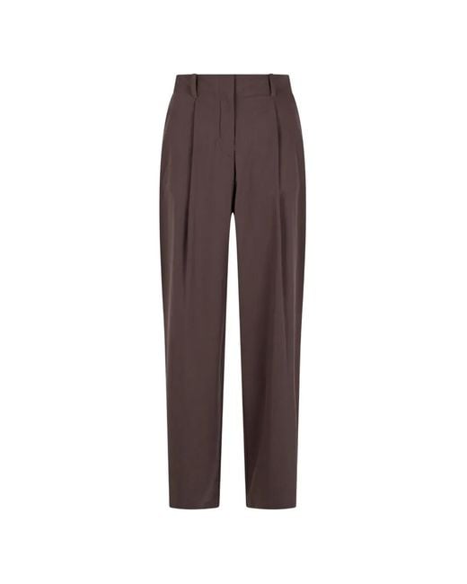 Herno Brown Pleated Straight-Leg Trousers