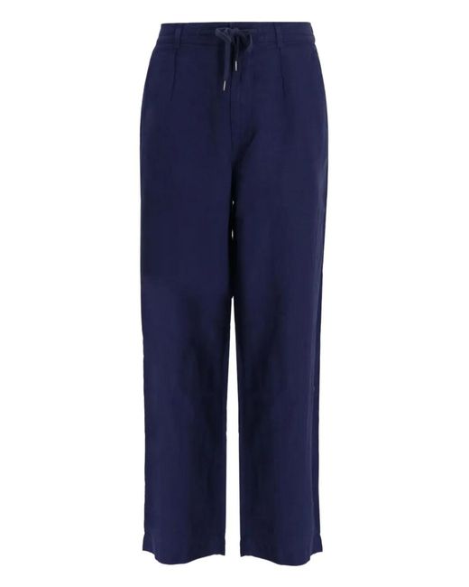 Polo Ralph Lauren Blue Drawstring Linen Trousers for men